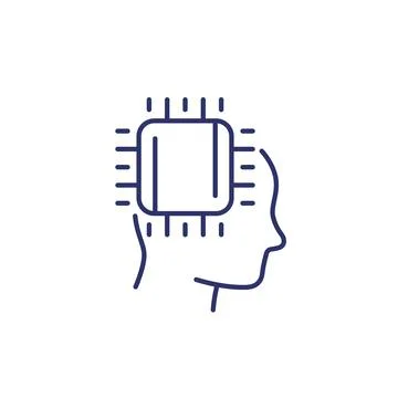 Machine learning and artificial intelligence, AI line icon Stockillustratie