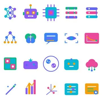 Machine Learning and Artificial Intelligence Neural Network Vector Library Stock Illustration