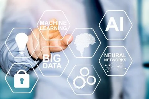Machine learning and artificial intelligence technology Stock Photos