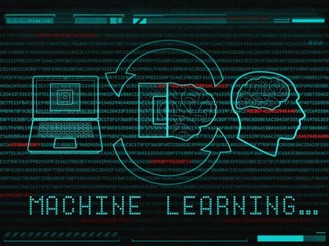 Machine learning and artificial intelligence concept. Human brain and compute Foto stock