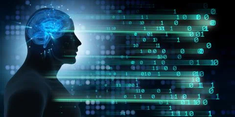 Machine learning and cognitive computing - 3d rendering Illustrazione stock