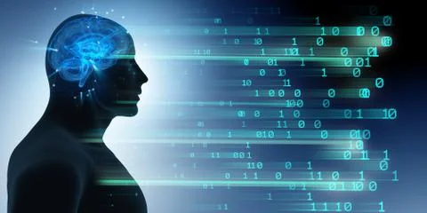 Machine learning and cognitive computing - 3d rendering Stock Illustration