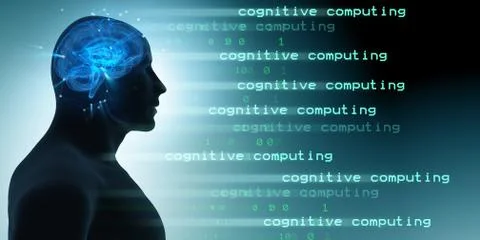 Machine learning and cognitive computing - 3d rendering Illustrazione stock