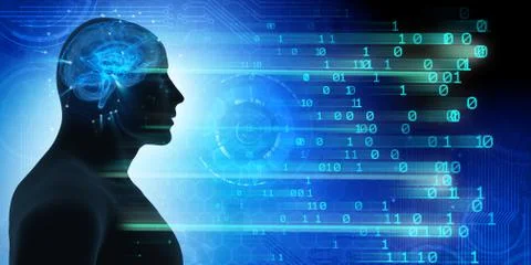 Machine learning and cognitive computing - 3d rendering Stockillustratie