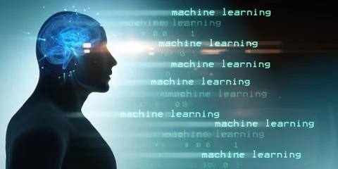 Machine learning and cognitive computing - 3d rendering 库存插图