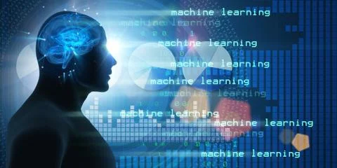 Machine learning and cognitive computing - 3d rendering Stock Illustration