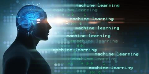 The machine learning and cognitive computing - 3d rendering Stock Illustration