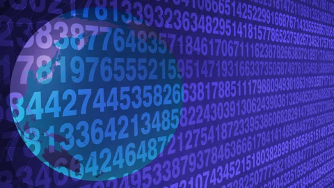 Machine learning and random numbers exploring numerical world globe through Stock Footage 271181587