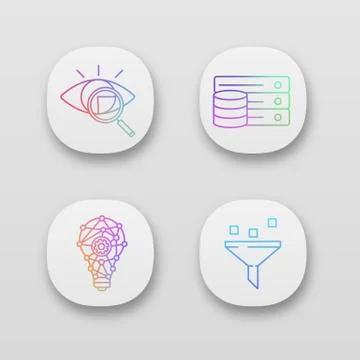 Machine learning app icons set イラスト素材