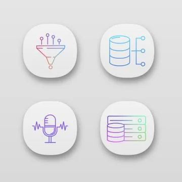 Machine learning app icons set イラスト素材