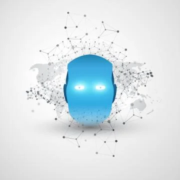 Machine Learning, Artificial Intelligence, AI, IoT, Technology Concept Stock Illustration