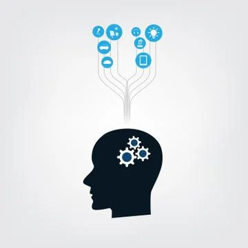 Machine Learning, Artificial Intelligence and Networks Design Concept Stock Illustration