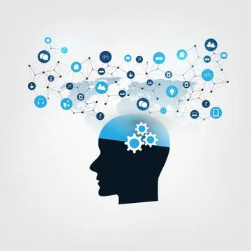 Machine Learning, Artificial Intelligence and Networks Design Concept イラスト素材