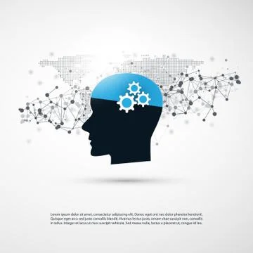 Machine Learning, Artificial Intelligence and Networks Design Concept 스톡 일러스트