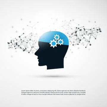 Machine Learning, Artificial Intelligence and Networks Design Concept Stock Illustration