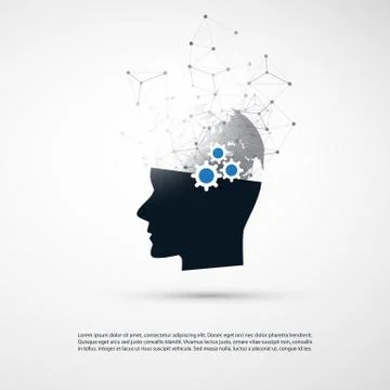Machine Learning, Artificial Intelligence and Networks Design Concept Stock Illustration