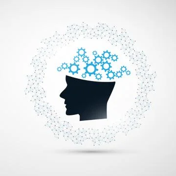 Machine Learning, Artificial Intelligence and Networks Design Concept Stockillustratie