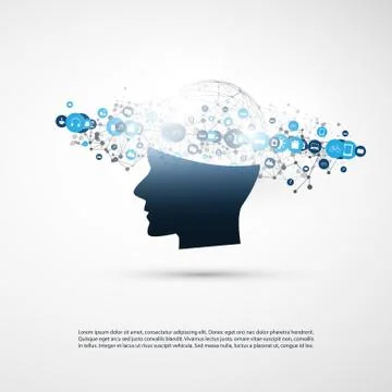 Machine Learning, Artificial Intelligence and Networks Design Concept Stock Illustration