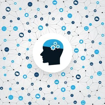 Machine Learning, Artificial Intelligence and Networks Design Concept Stockillustratie