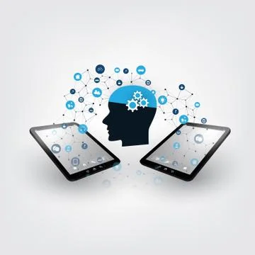 Machine Learning, Artificial Intelligence and Networks Design Concept  Stock Illustration