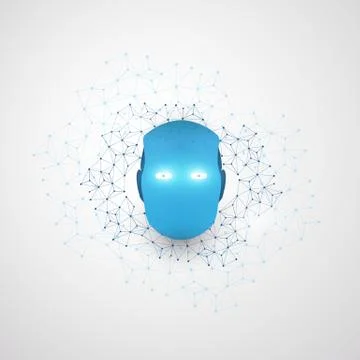 Machine Learning, Artificial Intelligence and Networks Design Concept Illustrazione stock