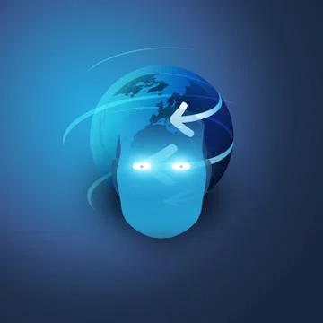 Machine Learning, Artificial Intelligence and Smart Technology Concept Illustrazione stock