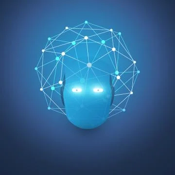 Machine Learning, Artificial Intelligence and Neural Networks Design Concept Stock Illustration