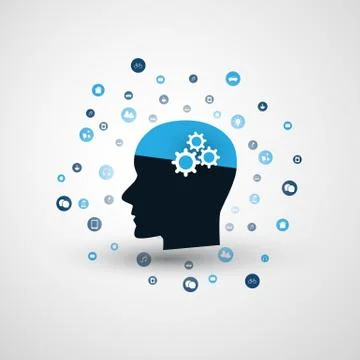 Machine Learning, Artificial Intelligence, Cloud Computing and Networks Design Ilustração Stock