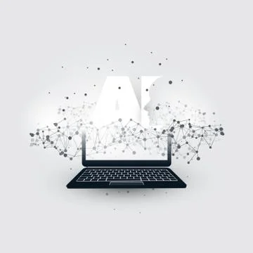 Machine Learning, Artificial Intelligence, Cloud Computing and Networks Design C Stock Illustration