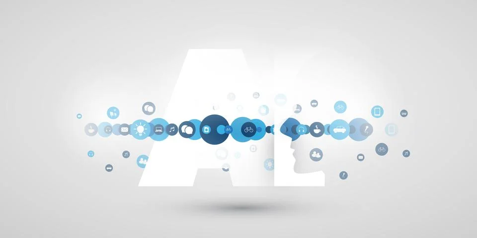 Machine Learning, Artificial Intelligence, Cloud Computing and Networks Des.. Stock Illustration