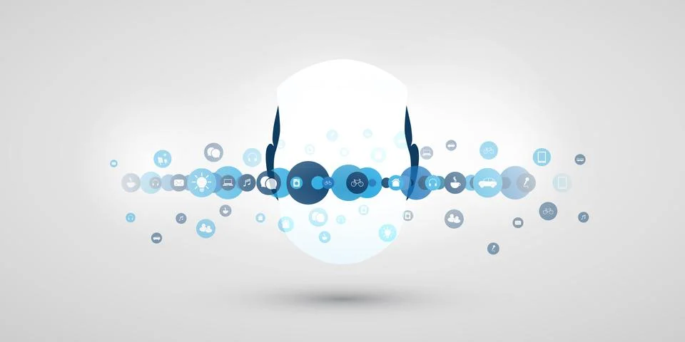 Machine Learning, Artificial Intelligence, Cloud Computing and Networks Des.. Illustrazione stock