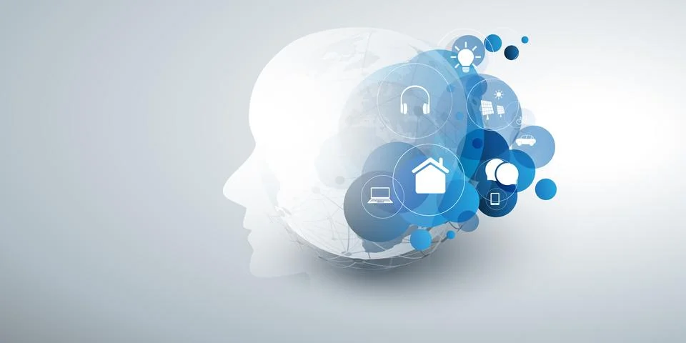 Machine Learning, Artificial Intelligence, Cloud Computing and Networks Des.. Stock Illustration