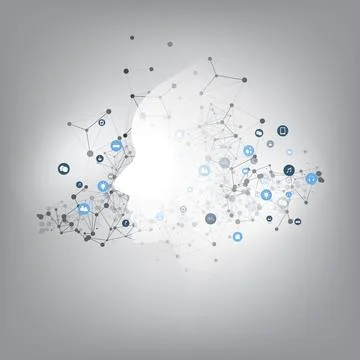 Machine Learning, Artificial Intelligence, Cloud Computing and IoT Networks.. Stock Illustration