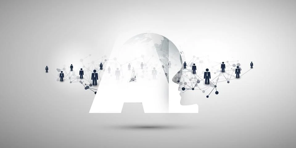 Machine Learning, Artificial Intelligence, Cloud Computing and Networks Des.. Stock Illustration