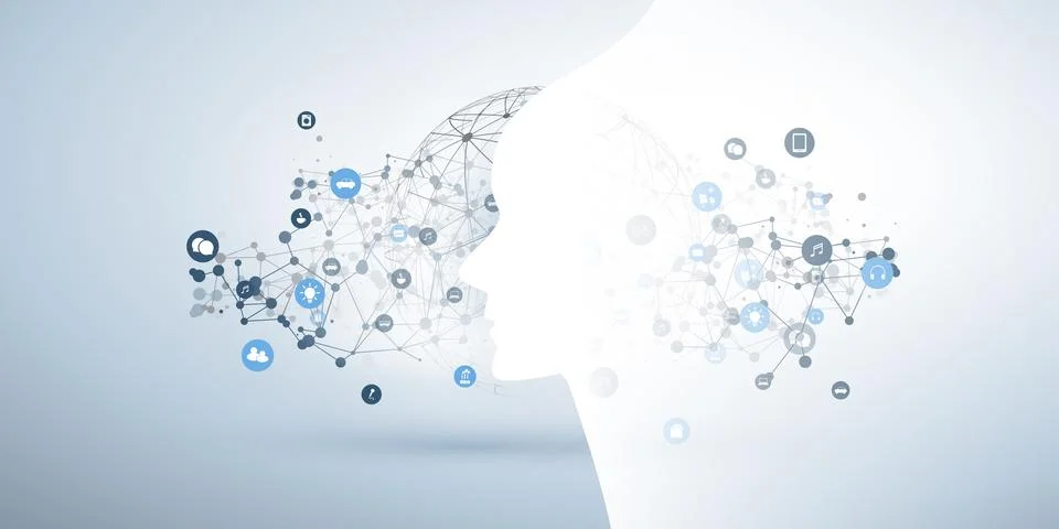 Machine Learning, Artificial Intelligence, Cloud Computing and Networks Des.. 스톡 일러스트