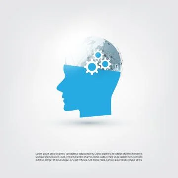 Machine Learning, Artificial Intelligence, Communication Concept Design 스톡 일러스트