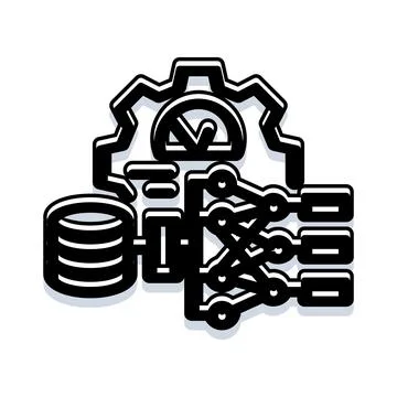 Machine learning artificial intelligence data processing icon Illustrazione stock