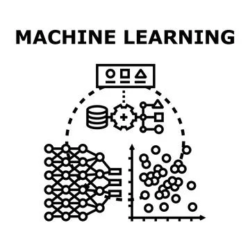 Machine learning artificial intelligence data processing algorithm 스톡 일러스트