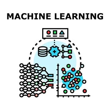 Machine learning artificial intelligence data processing algorithm Stock Illustration