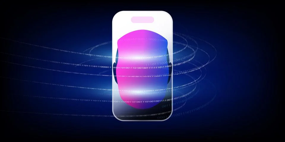 Machine Learning, Artificial Intelligence Design, Mobile Screen Showing a H.. イラスト素材
