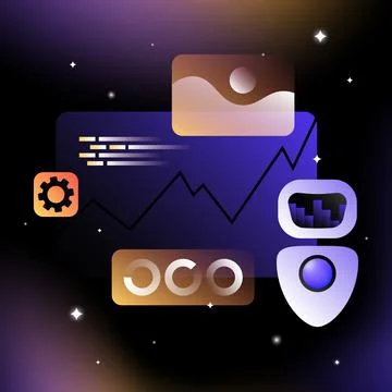 Machine Learning, Artificial Intelligence Illustration. Conceptual Design Illustrazione stock