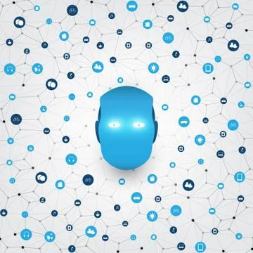 Machine Learning, Artificial Intelligence Smart Technology and Networks Design 스톡 일러스트