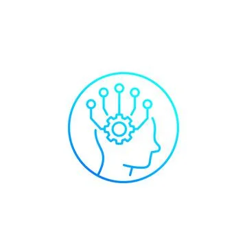 Machine learning, artificial neural network and AI linear icon Stock Illustration