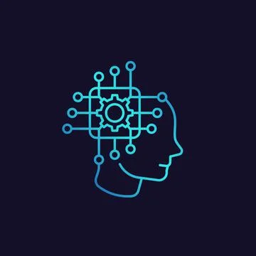 Machine learning, artificial neural network, AI icon Stock Illustration