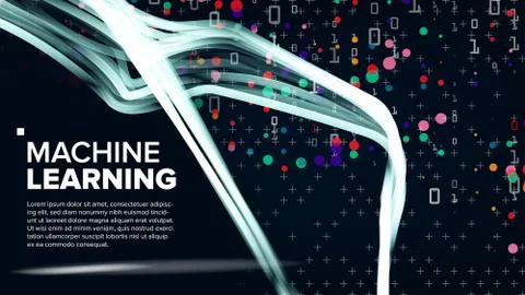 Machine Learning Background Vector. Algorithm Visualization. Futuristic Code Stock Illustration