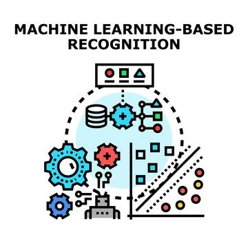 Machine learning based recognition system process concept Illustrazione stock