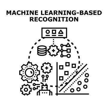 Machine learning based recognition system process concept Illustrazione stock