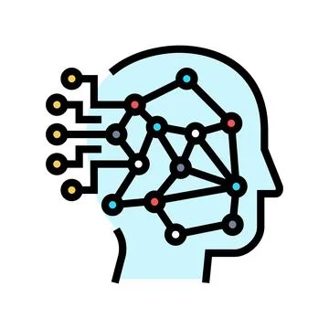 Machine learning big data color icon vector illustration Stockillustratie