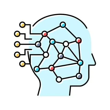 Machine learning big data color icon vector illustration Illustrazione stock