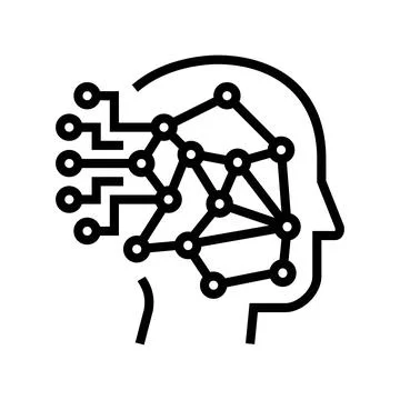 Machine learning big data line icon vector illustration Stock Illustration